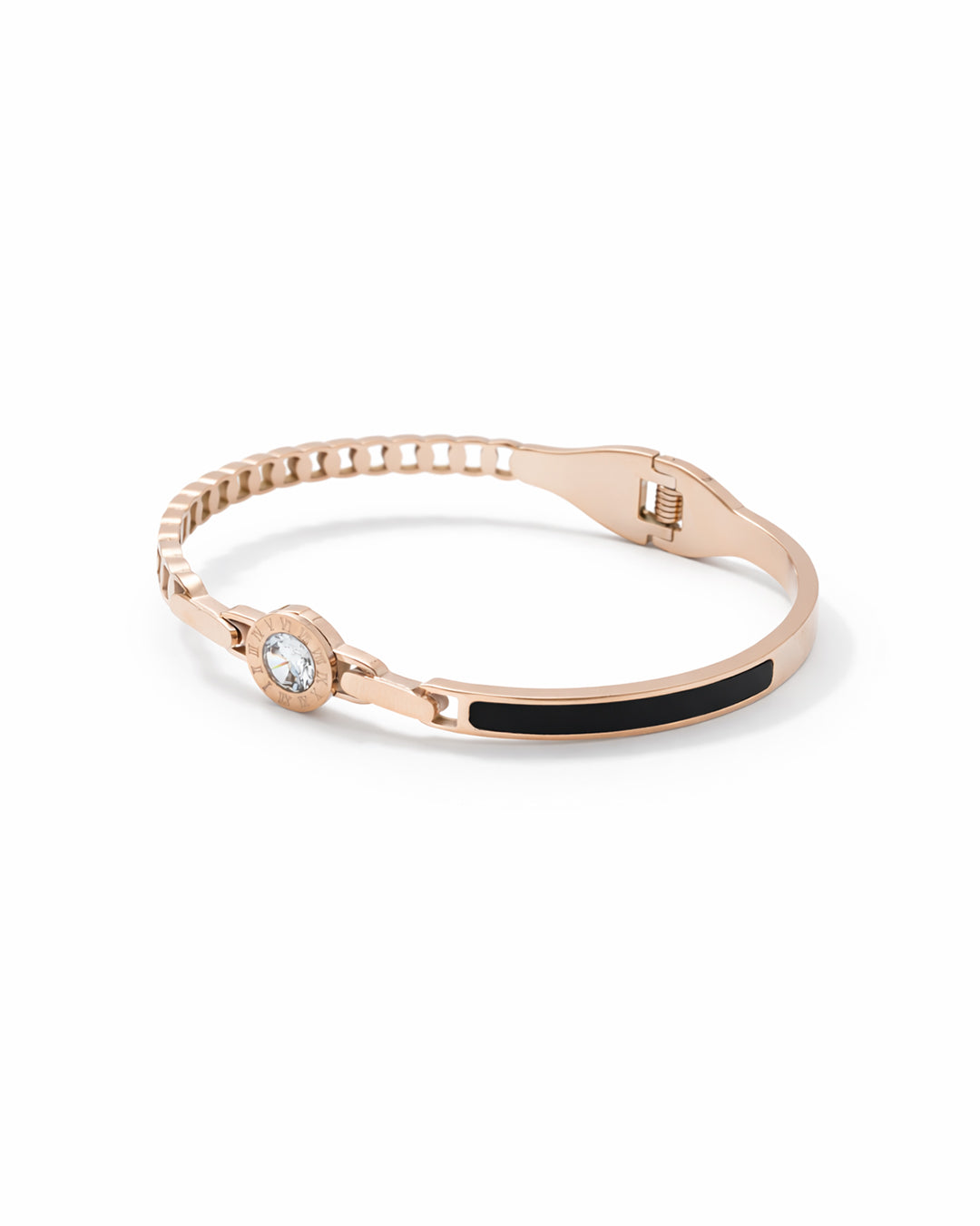 Roman Numeral Solitaire Rose Gold Plated Kada