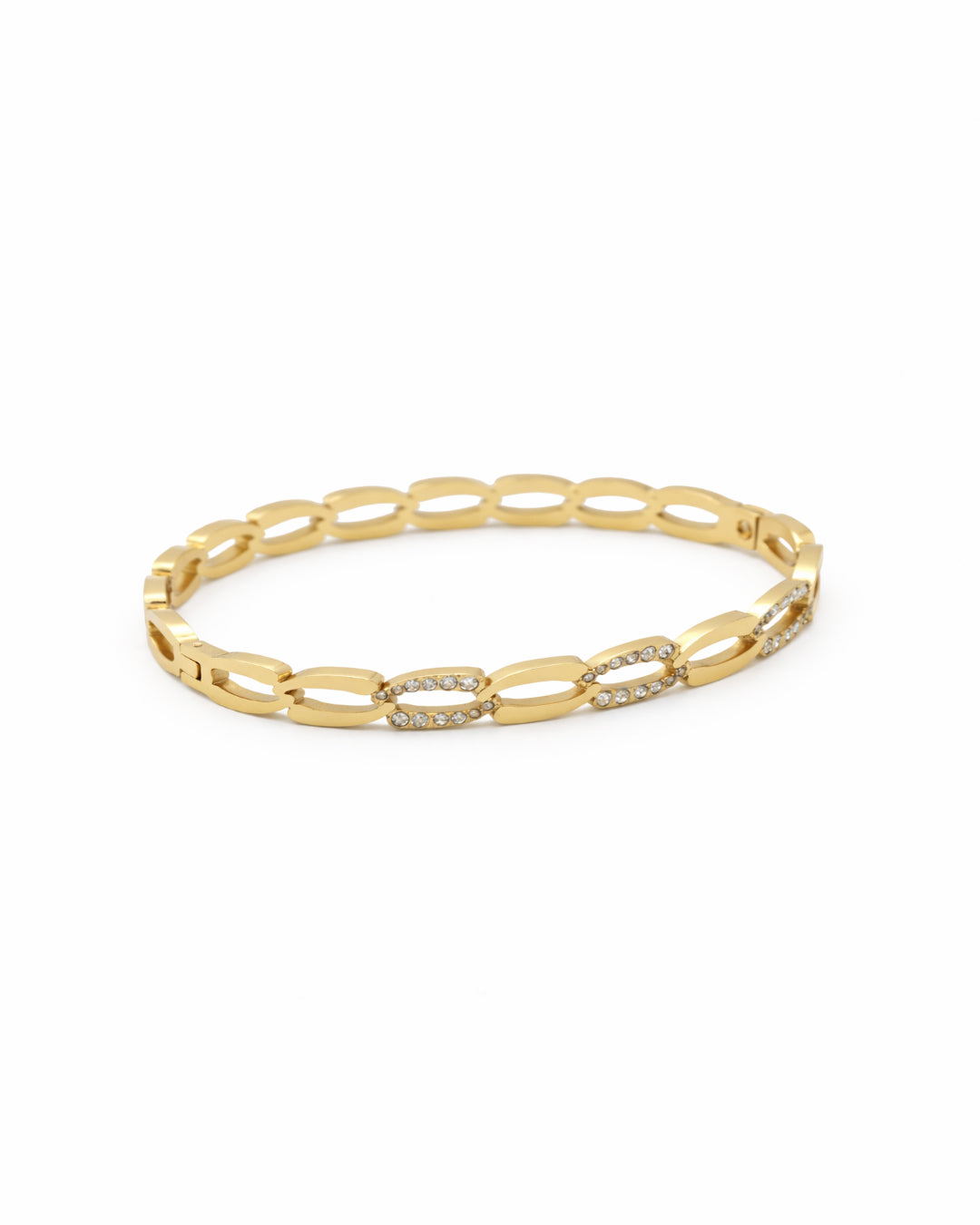 Crystal Link Chain Gold Plated Kada