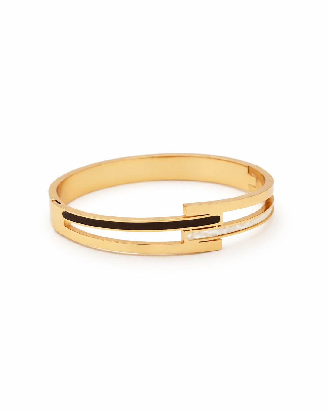 Monochrome Enamel Bypass Gold Plated Kada