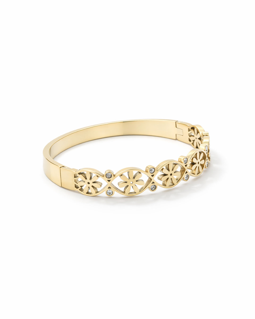 Floral Lattice Crystal Gold Plated Kada