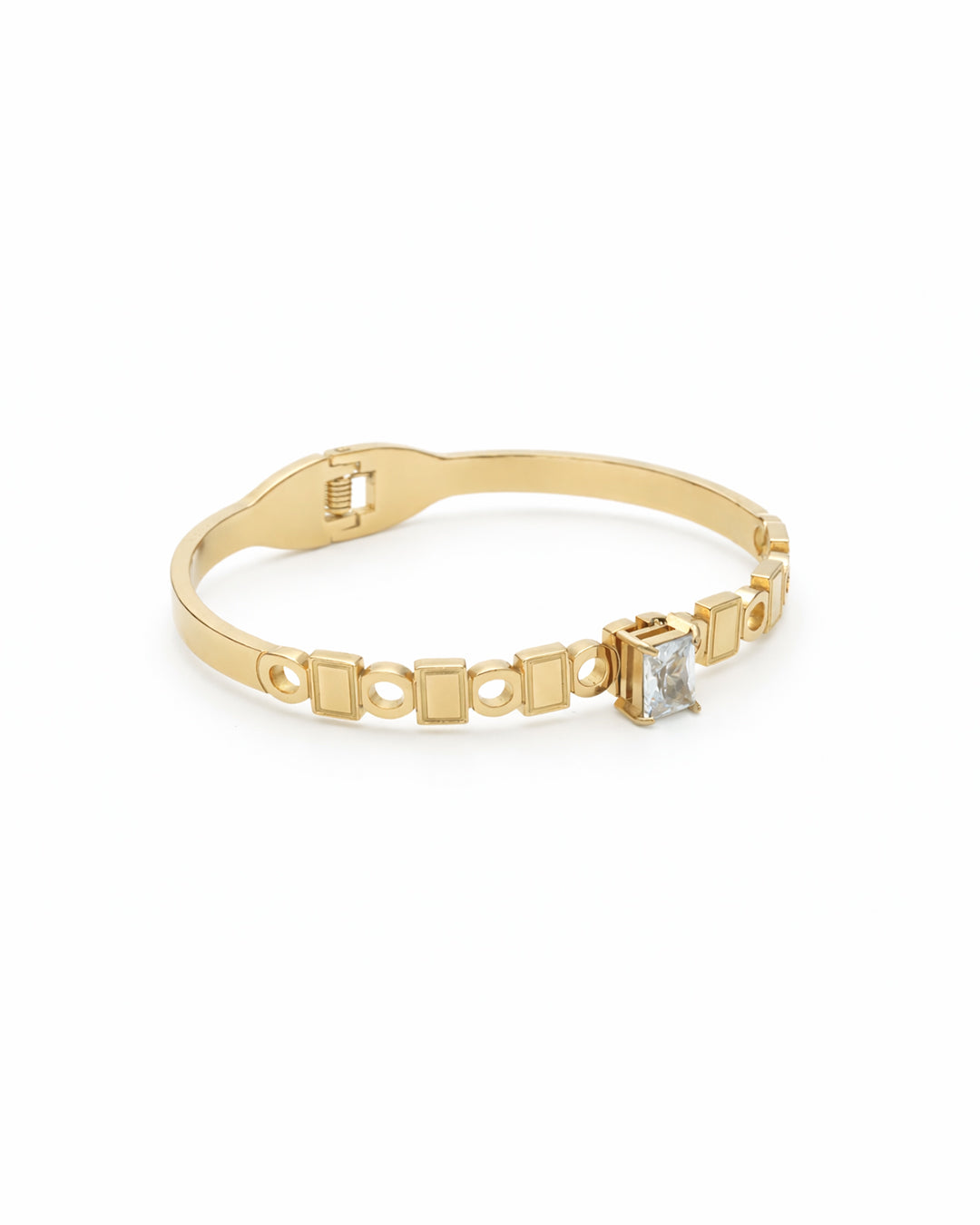 Geo Link Solitaire Crystal Gold Plated Kada