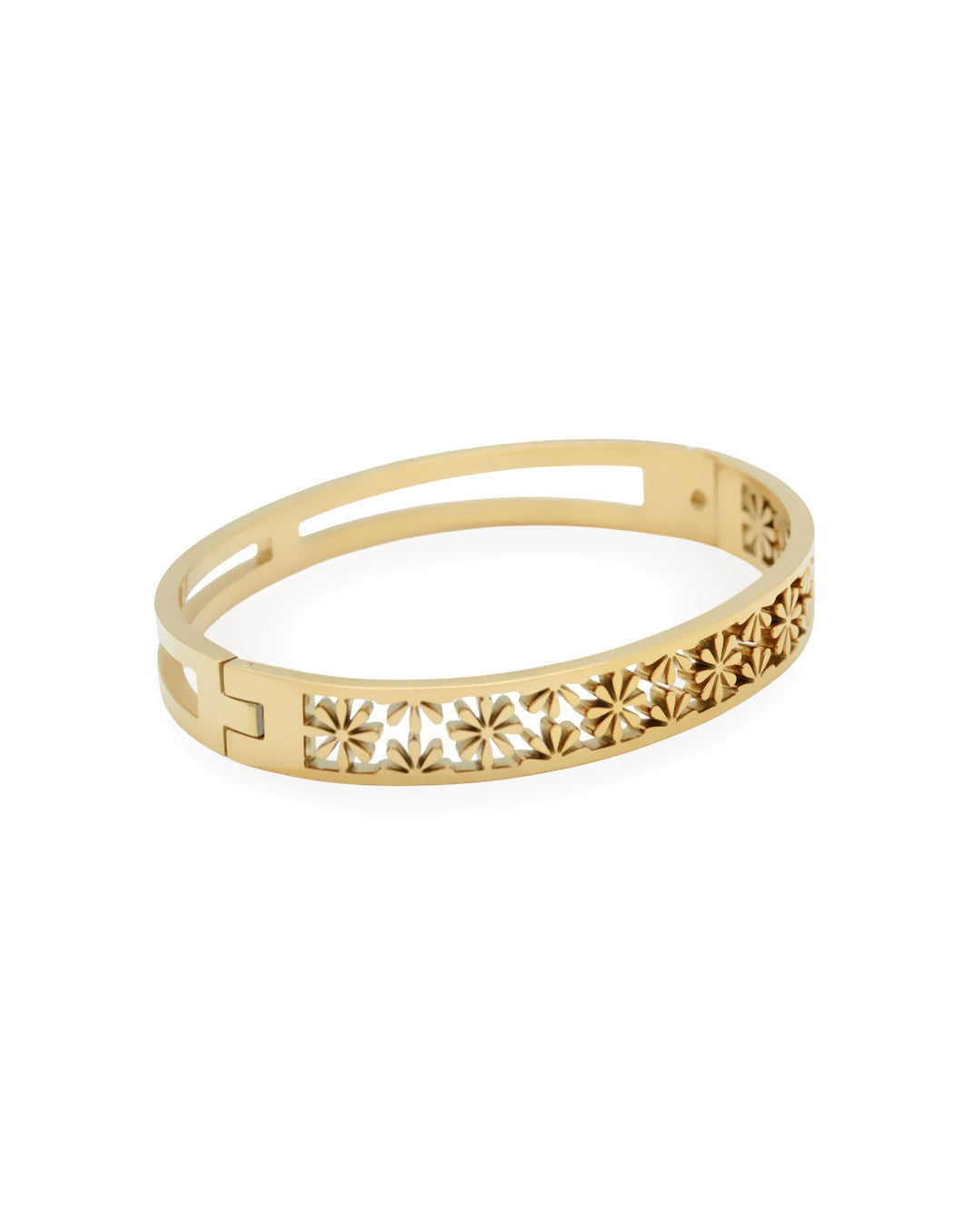 Crystalline Halo Open-Rail Gold Plated Kada