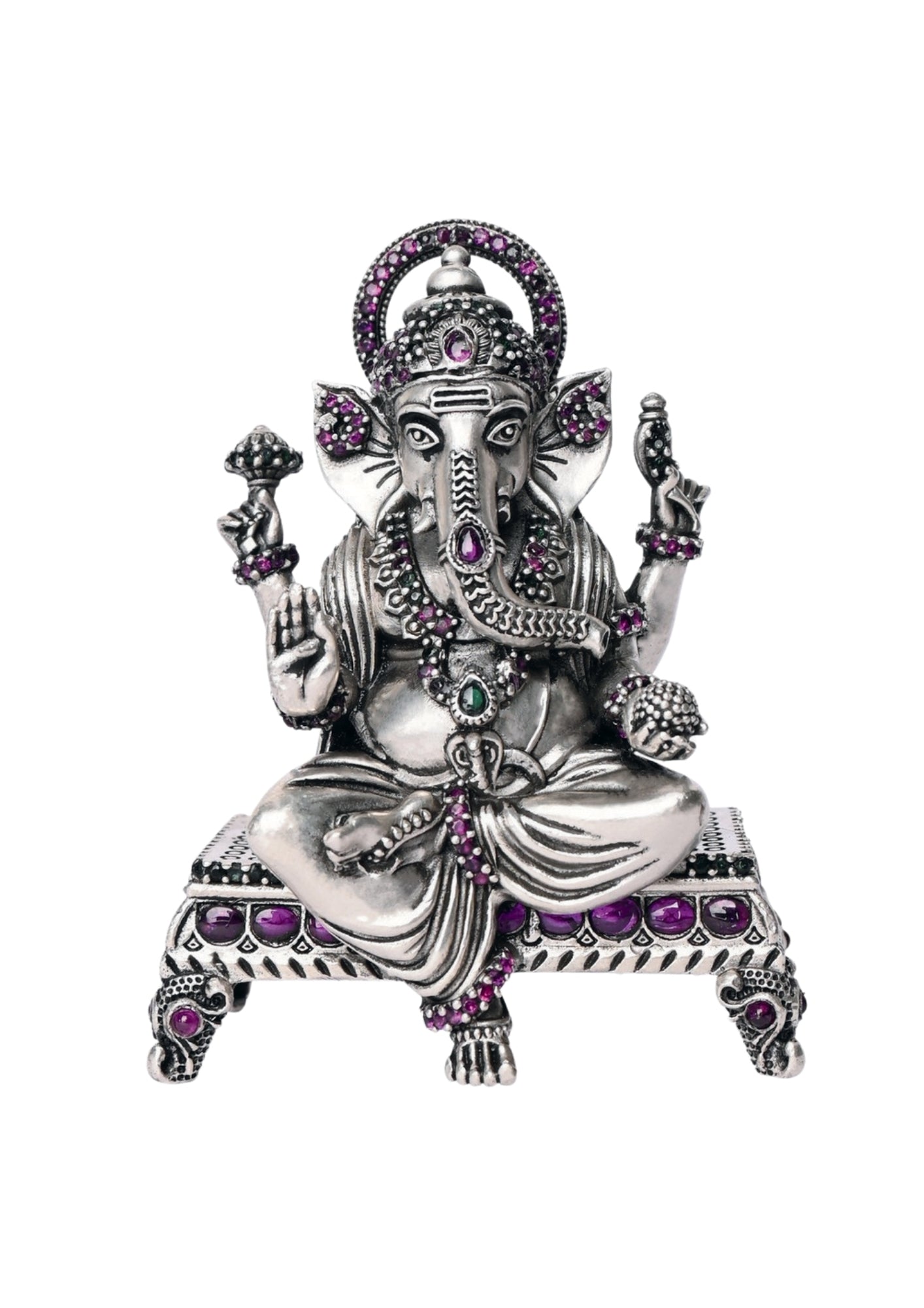 Paata Seated Lord Ganesha Idol (Leg Down) in Silver 925