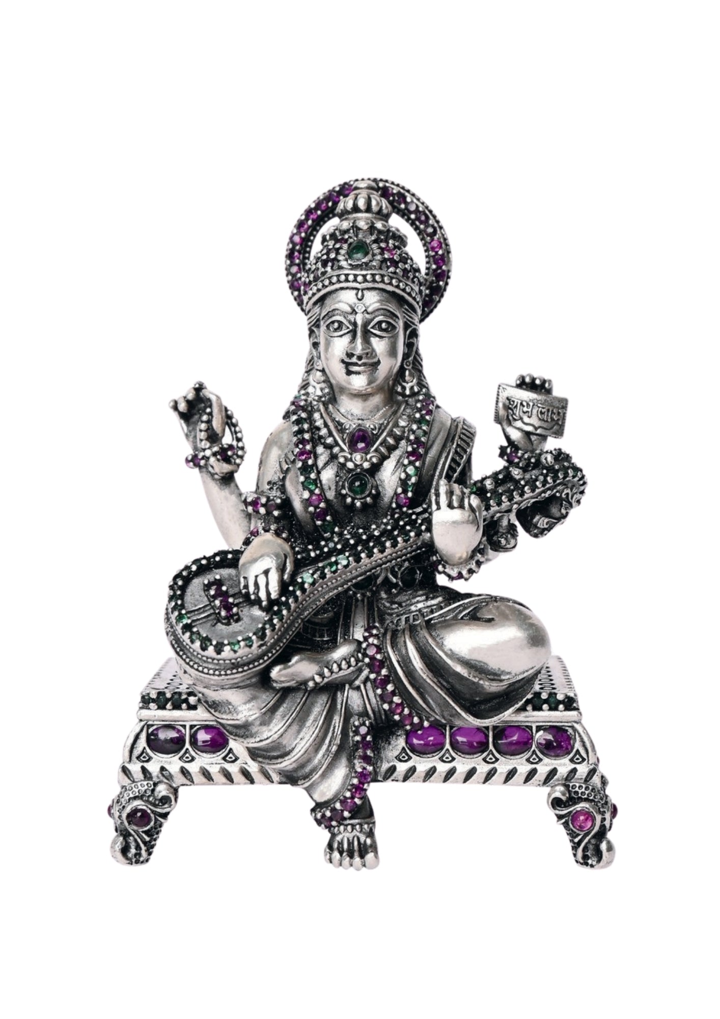 Paata Seated Goddess Lakshmi Idol (Leg Down) in Silver 925