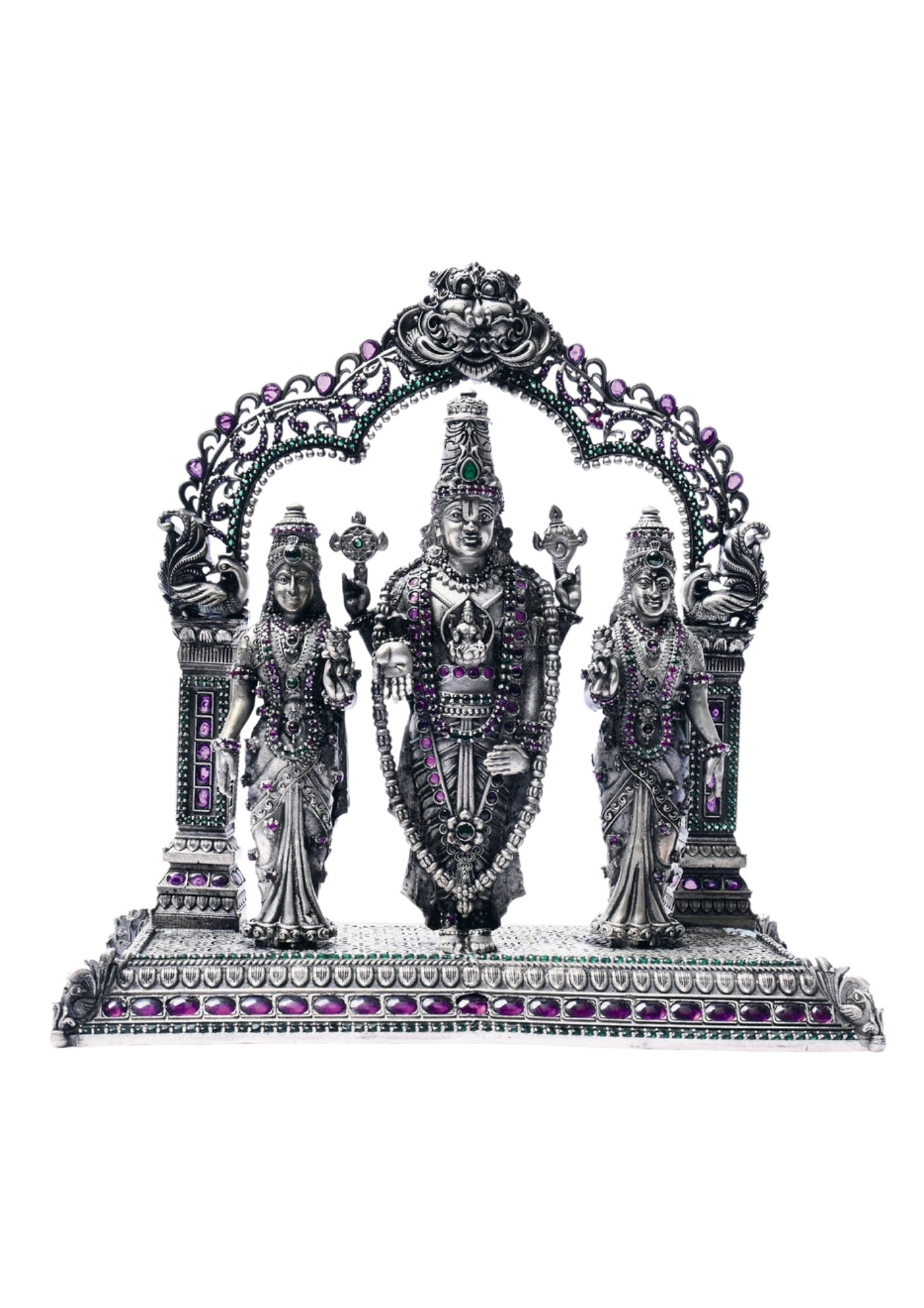 Bhudevi Sridevi Balaji Idol in Pure Silver 925 (200g)