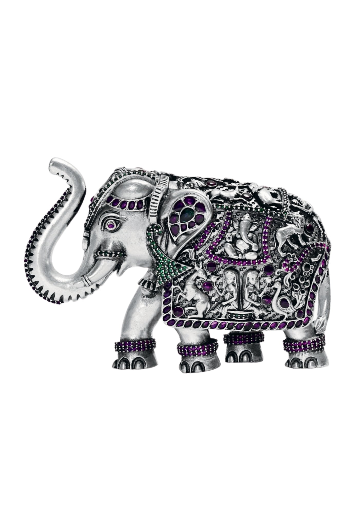 Trunk Up Elephant Idol in Pure Silver 925 (320g)
