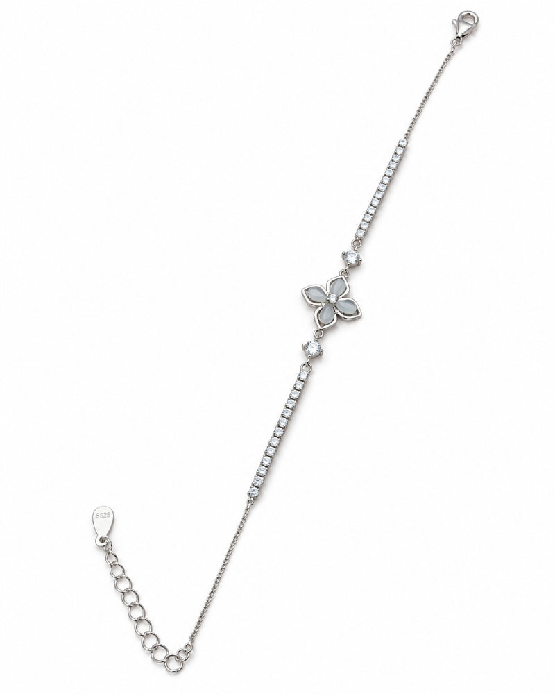 Moonlit Blossom Tennis Bar 925 Sterling Silver Bracelet