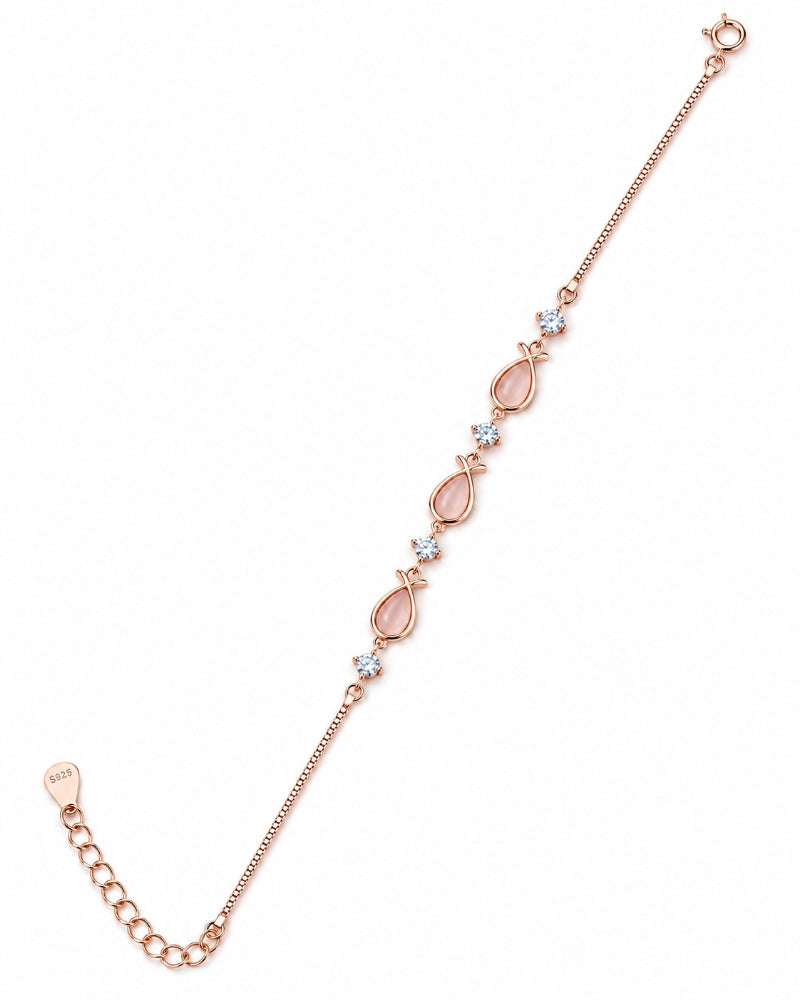 Blush Petal Drop Rose Gold 925 Sterling Silver Bracelet