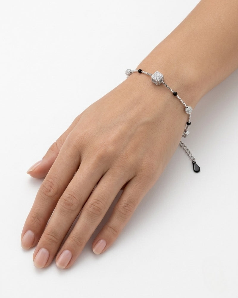 Midnight Pavé Station 925 Sterling Silver Mangalsutra Bracelet