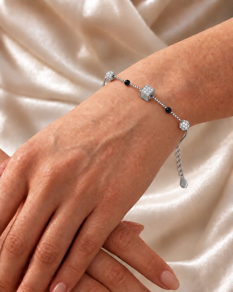Midnight Pavé Station 925 Sterling Silver Mangalsutra Bracelet