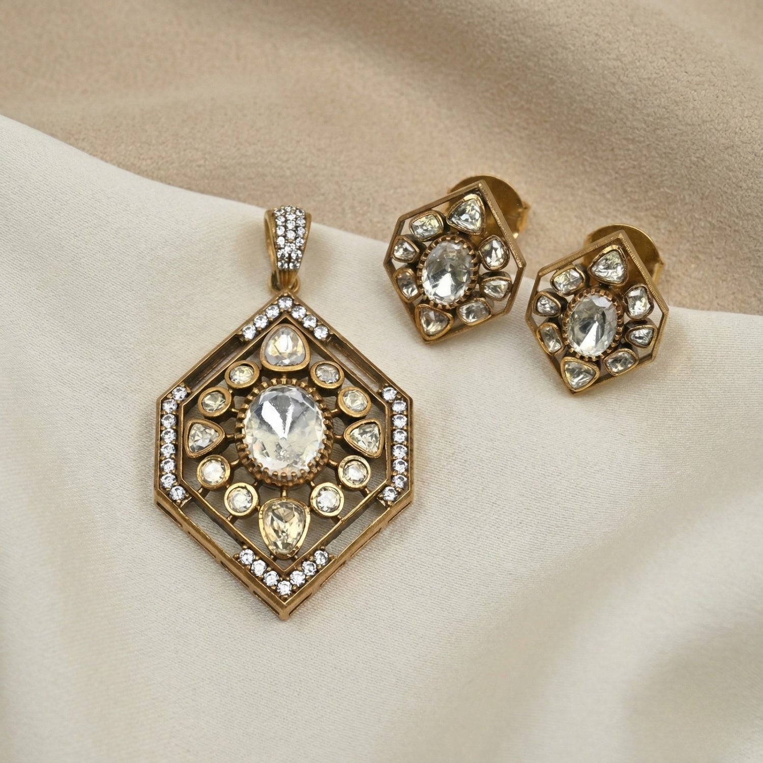 Imperial Hexa Radiance Moissanite Jewelry Set in Silver 925