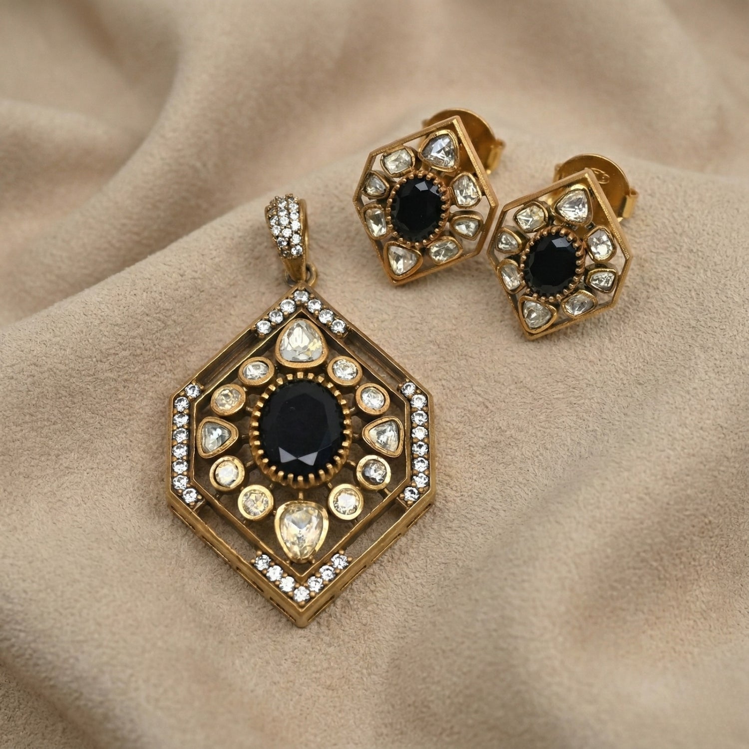 Noir Majestique Moissanite Jewelry Set in Silver 925