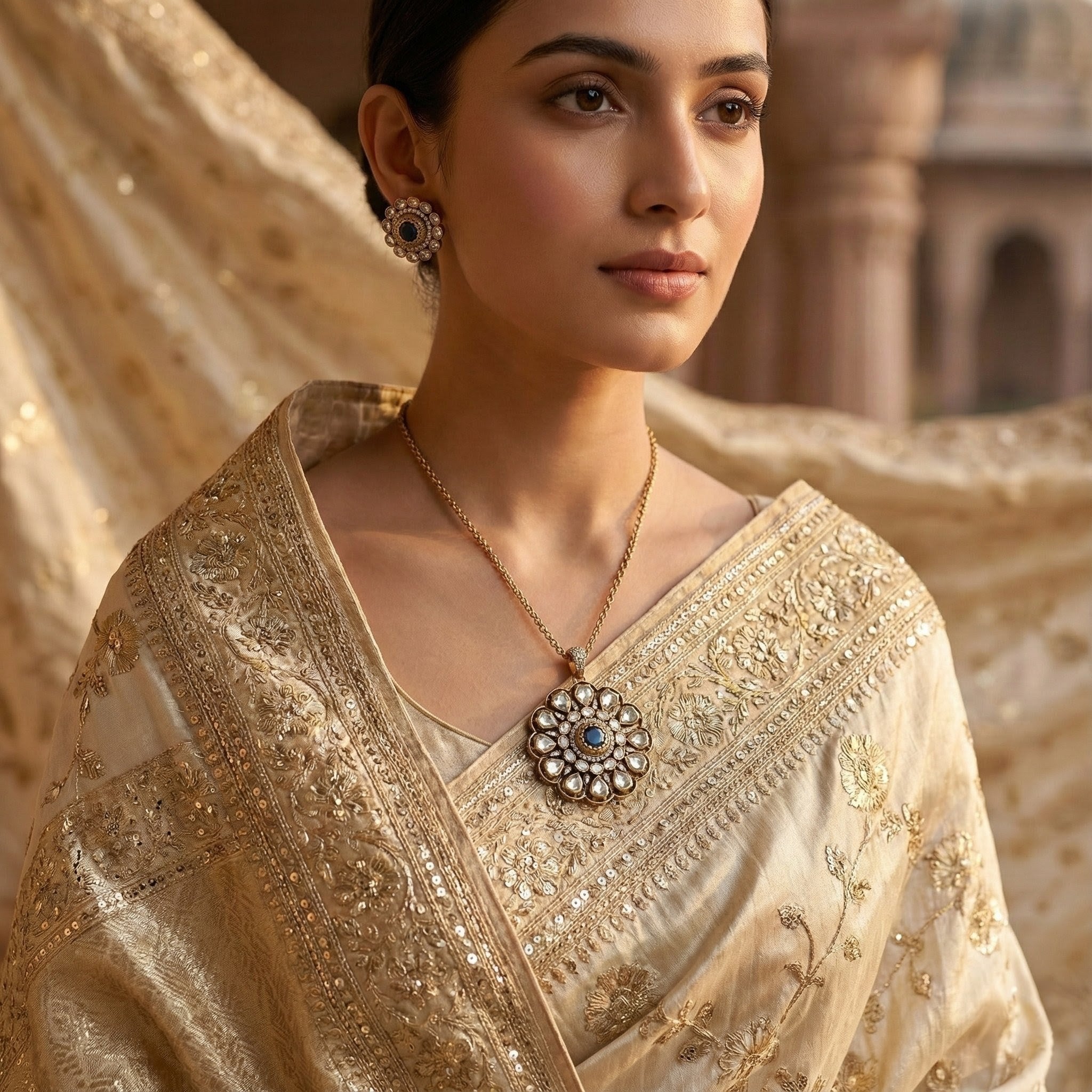 Sapphire Royale Bloom Moissanite Jewelry Set in Silver 925