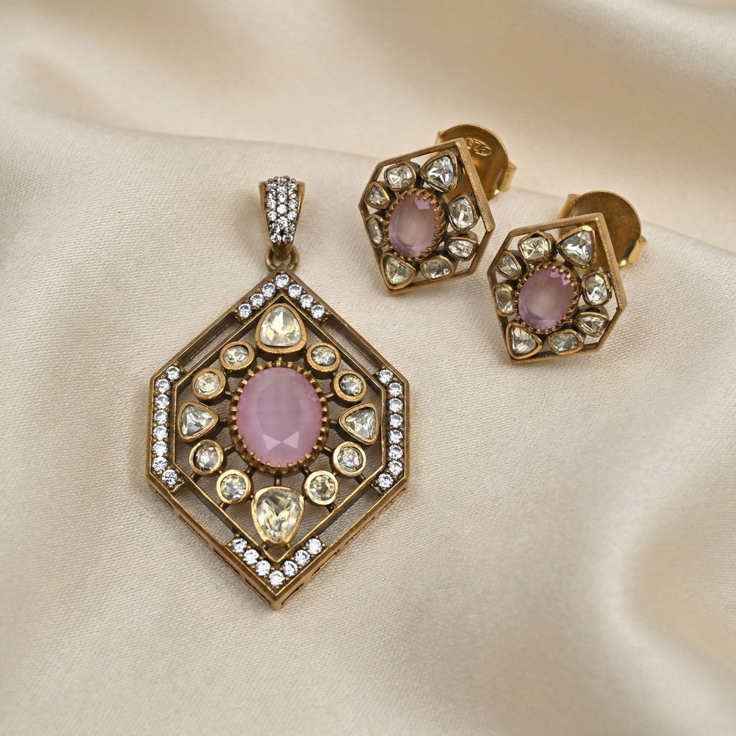 Blush Royale Moissanite Jewelry Set in Silver 925