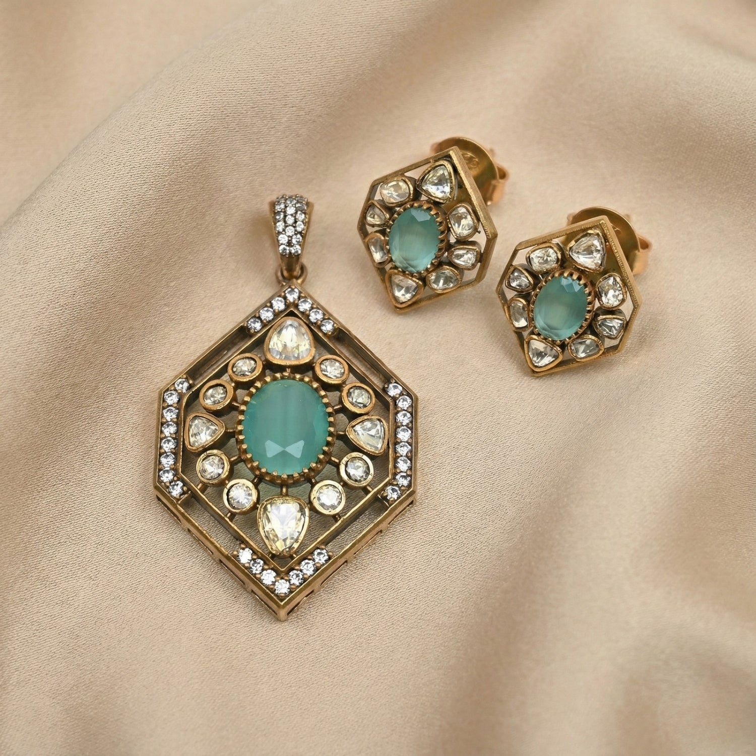 Aqua Serène Moissanite Jewelry Set in Silver 925