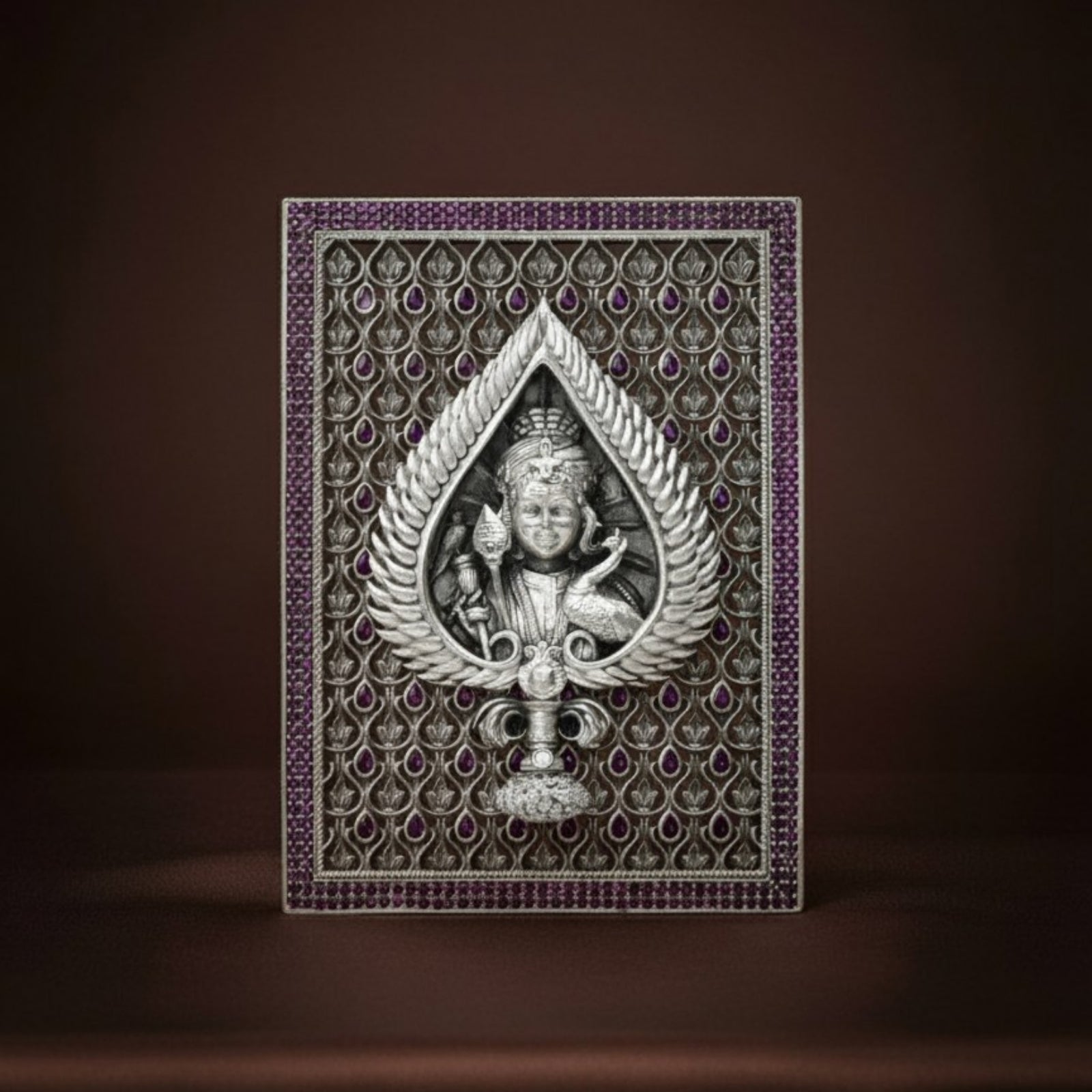 Lord Murugan Face Vel – Silver 925 3D Frame
