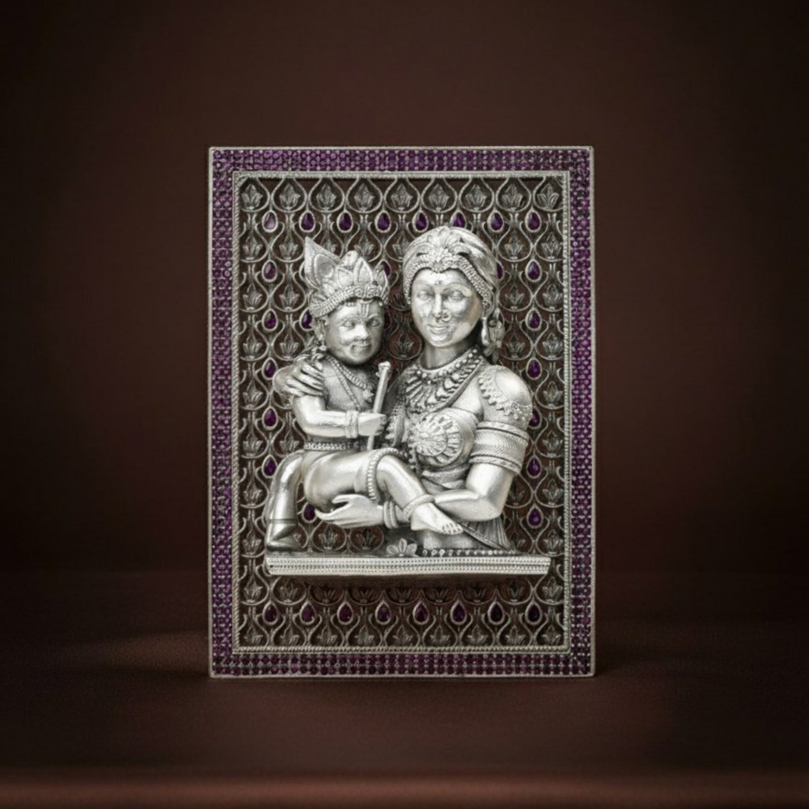 Yashoda Maiya with Kanha – Silver 925 3D Frame