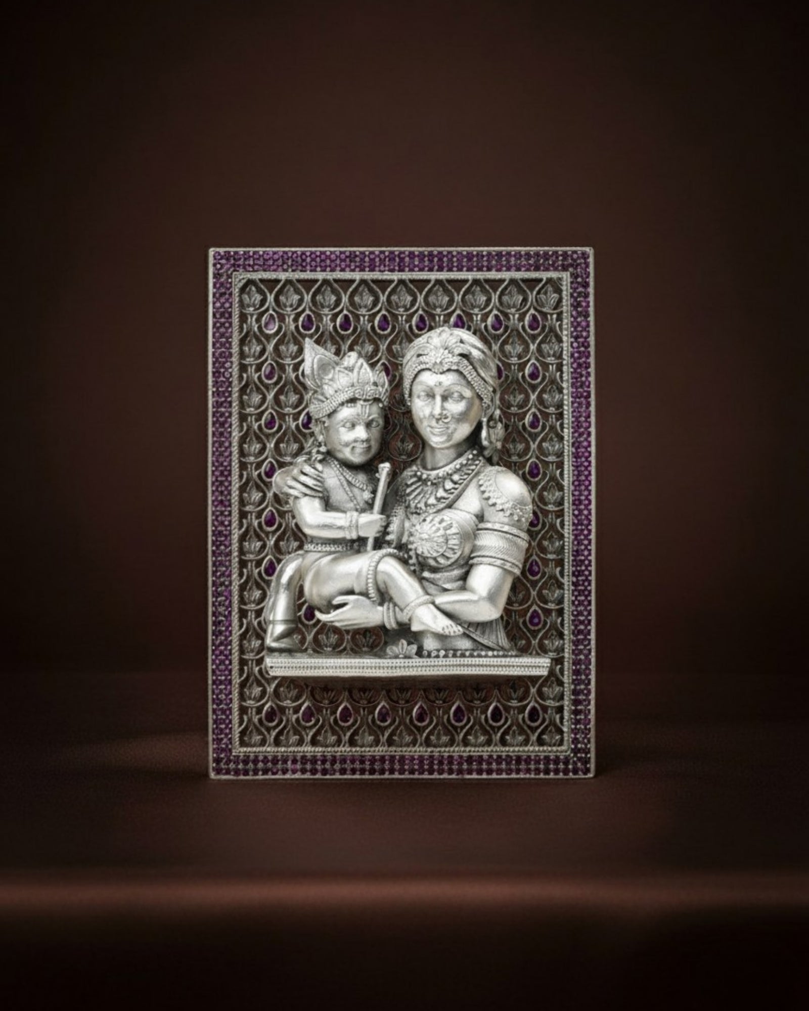 Yashoda Maa & Kanha Silver 925 3D Frame