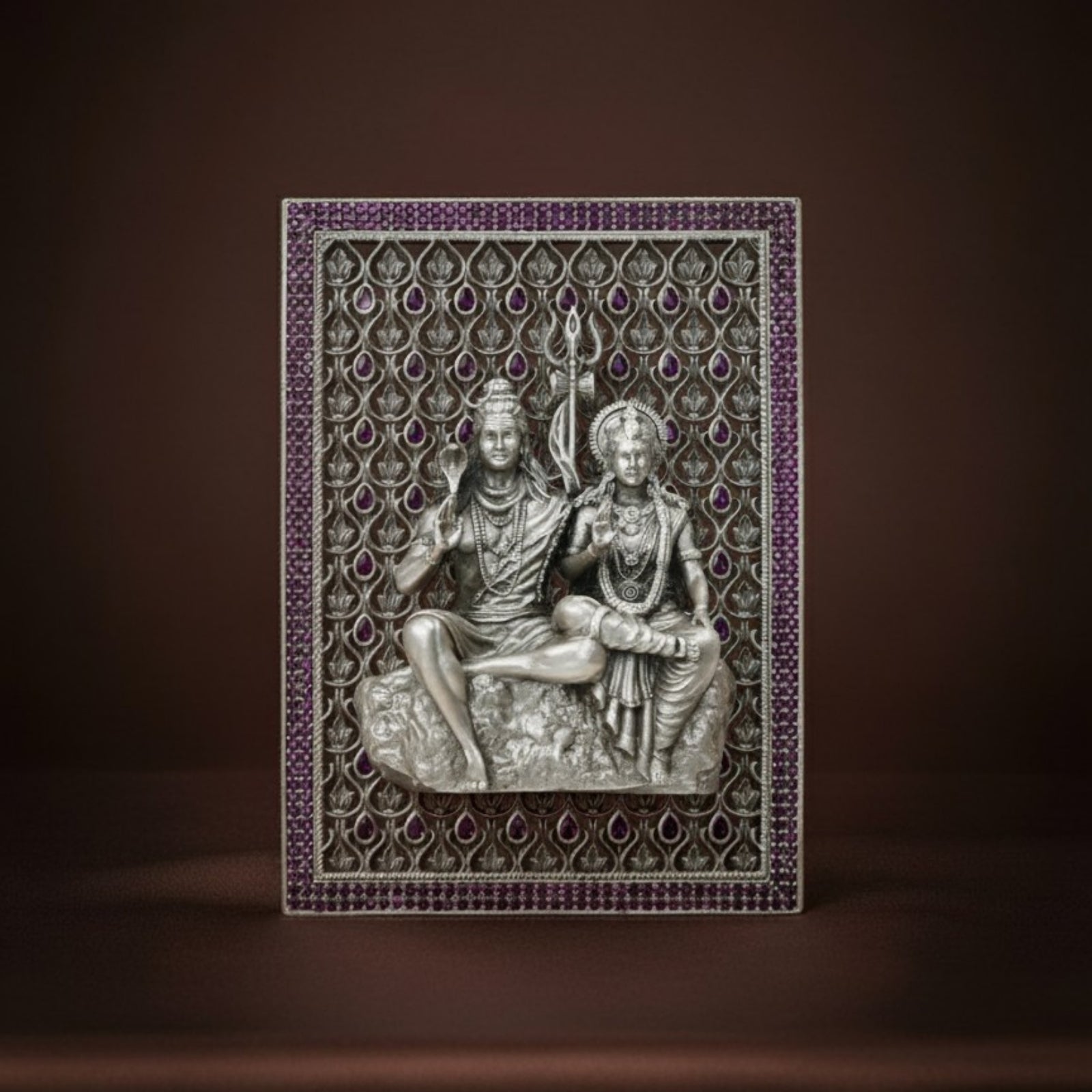 Shiv Parvati – Silver 925 3D Frame