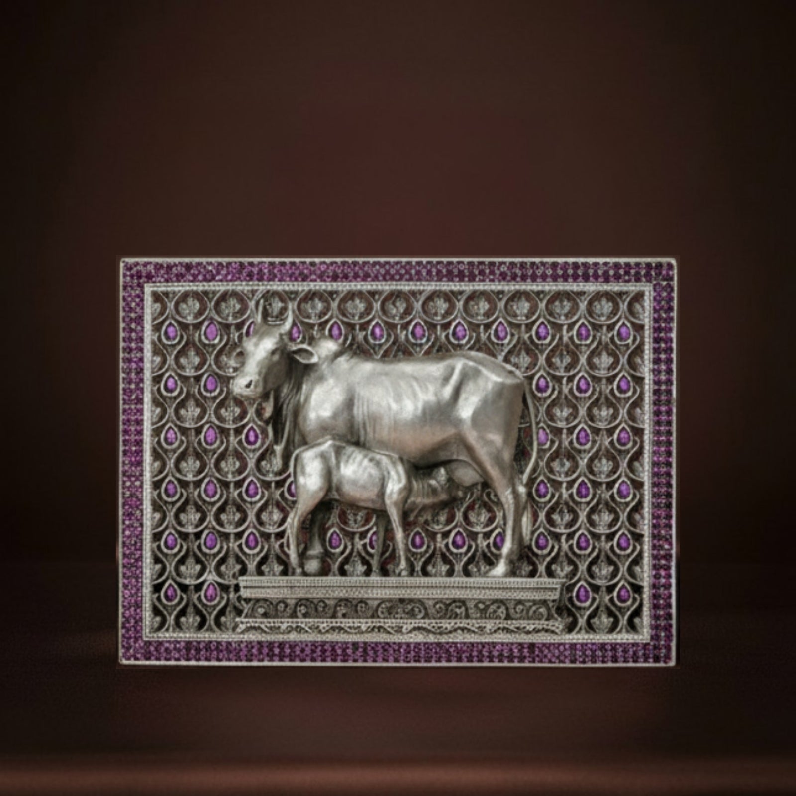 Cow & Calf – Silver 925 3D Frame