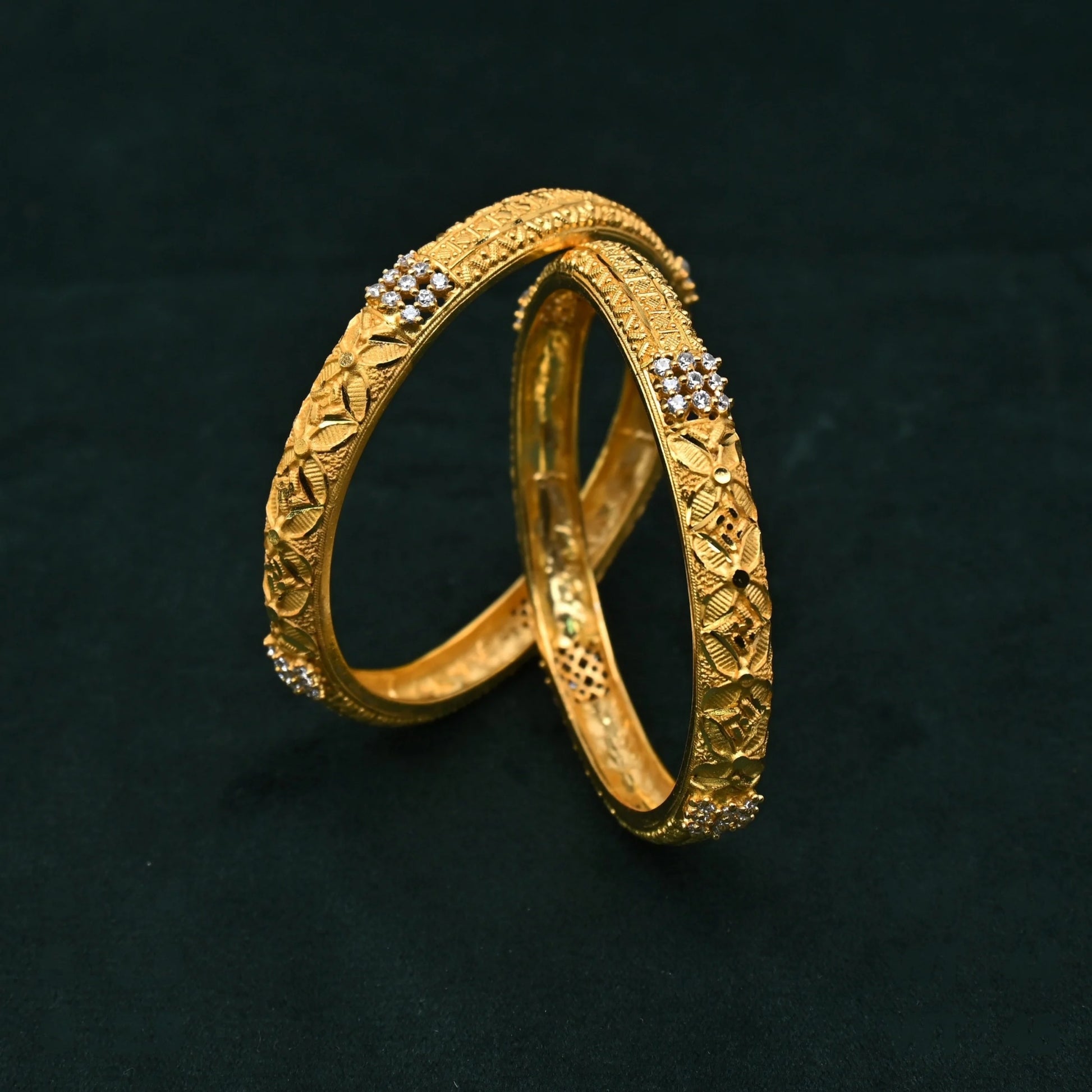Sorvaya Heritage Engraved Bangles in Silver 925 (Gold Polished)