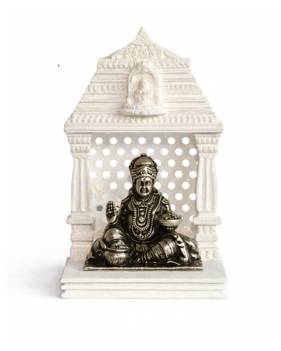 Lord Kuber Silver Idol With Mandir