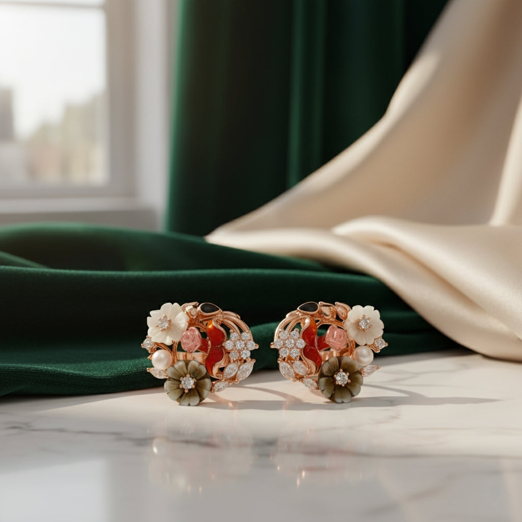 Silver Still Aure Earrings for Women(Rose Gold)