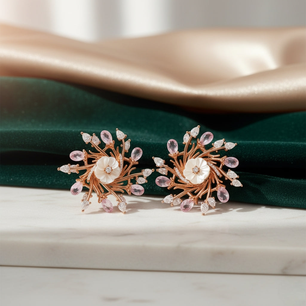 Silver Golden Nocturne Earrings for Women (Rose Gold)