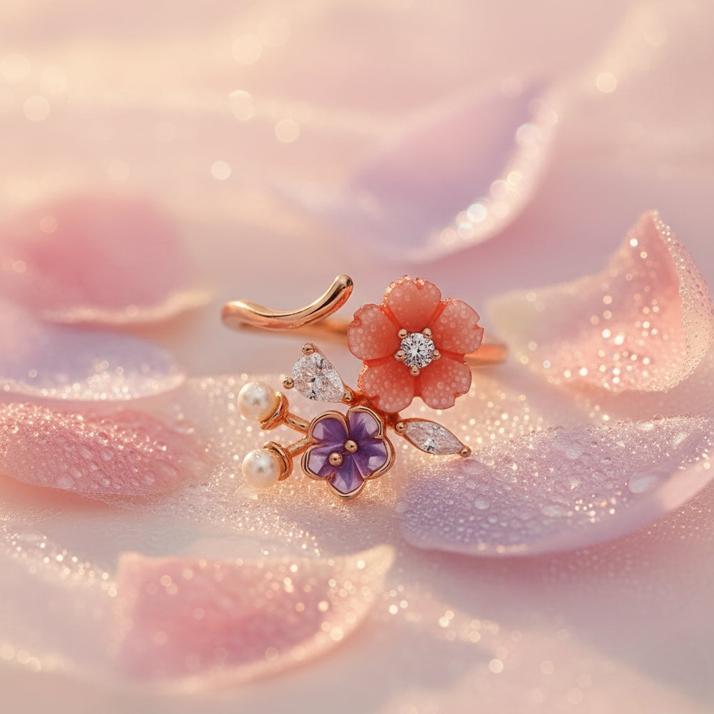 Silver Coral Serenade Ring for Women(Rose Gold)