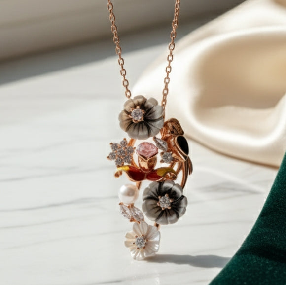 Silver Still Aure Necklace for Women(Rose Gold)