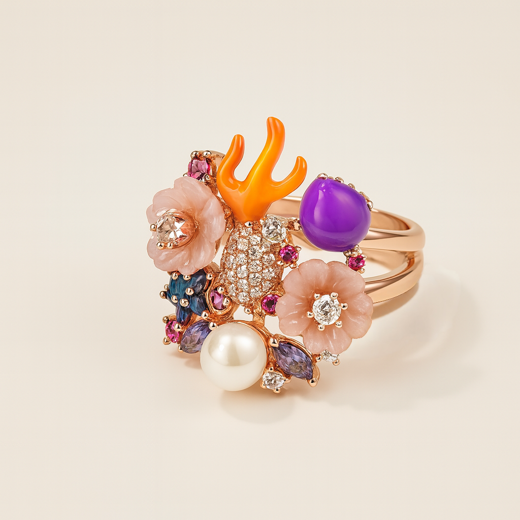 Golden Drift Rose Gold Silver 925 Ring