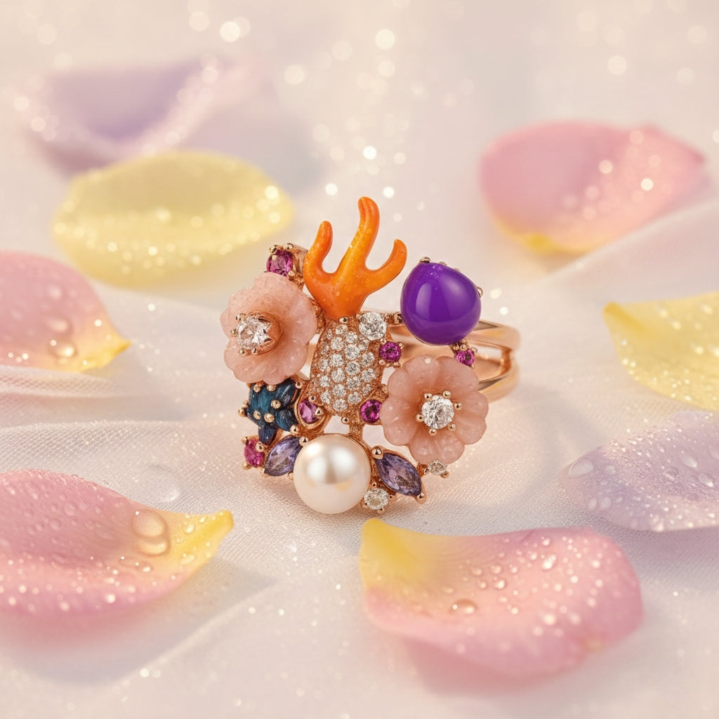 Silver Golden Drift Ring for Women(Rose Gold)