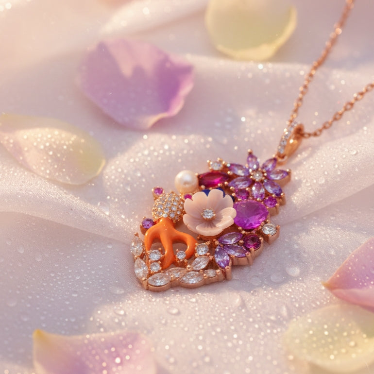 Silver Golden Drift Necklace for Women(Rose Gold)