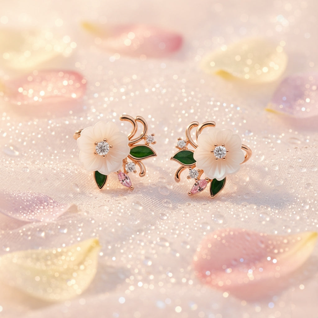 Silver Ivory Lyrica Earrings for Women(Rose Gold)