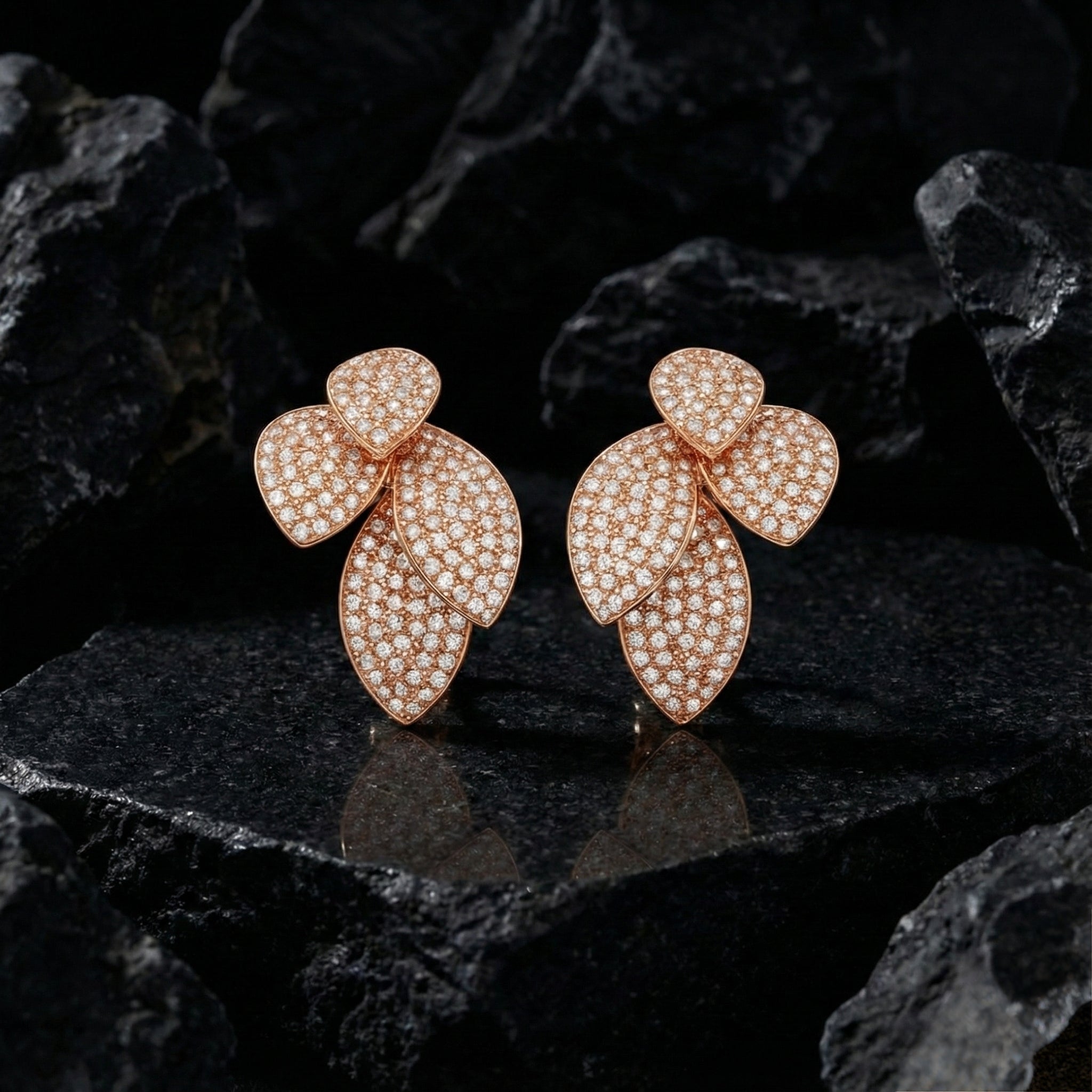 Lustre Petal Axis Silver 925 Earrings (Rose Gold)
