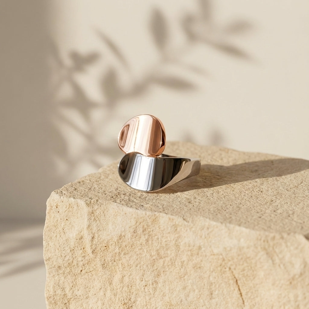 Silver Lustre Dual Flux Ring for Women