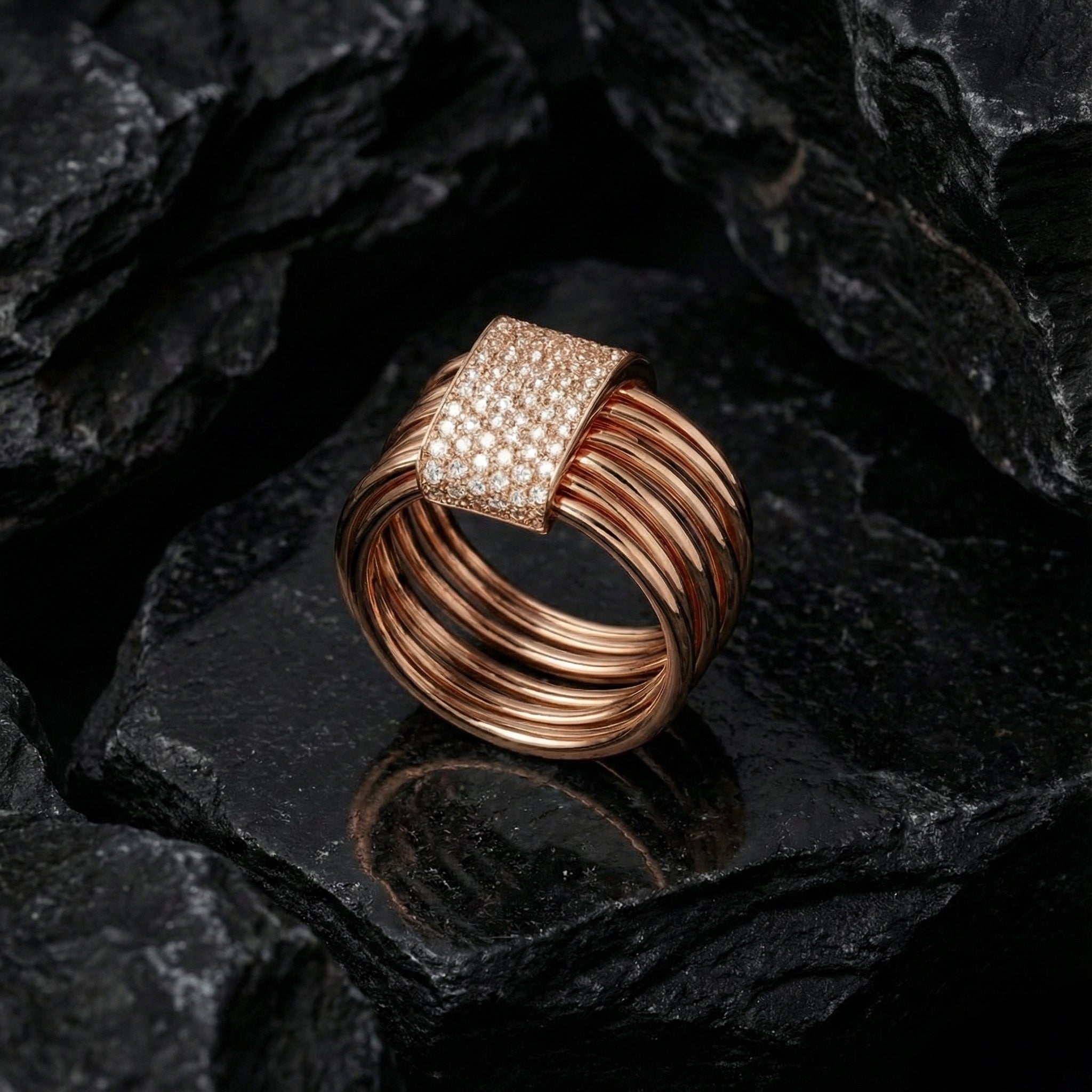 Lustre Orbit Silver 925 Loop Ring (Rose Gold)