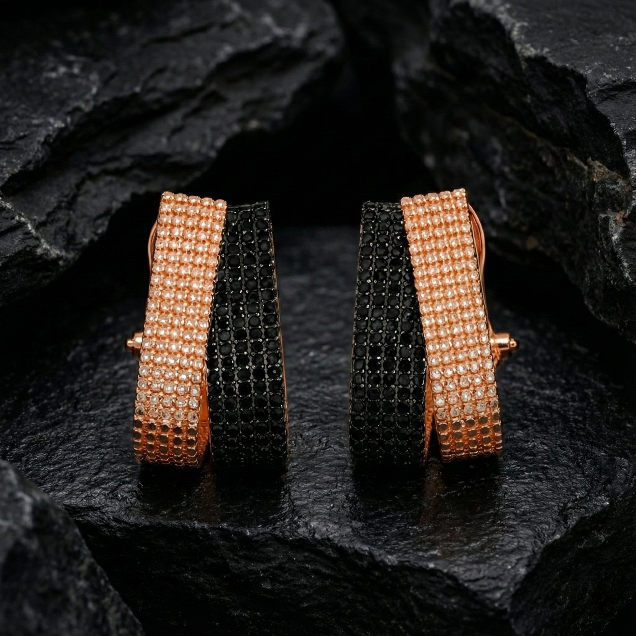 Silver Lustre Noir Weave Earrings for Women