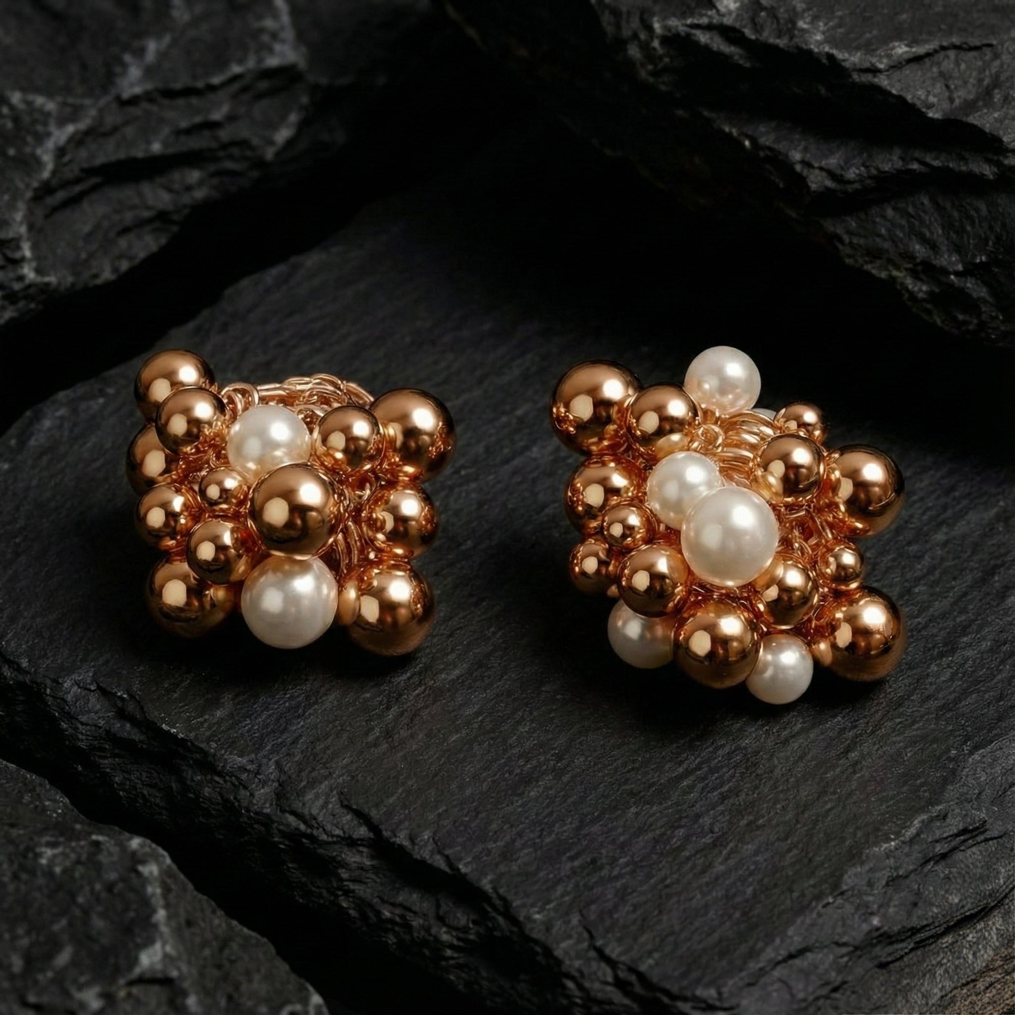 Silver Lustre Orb Cluster Earrings for Women