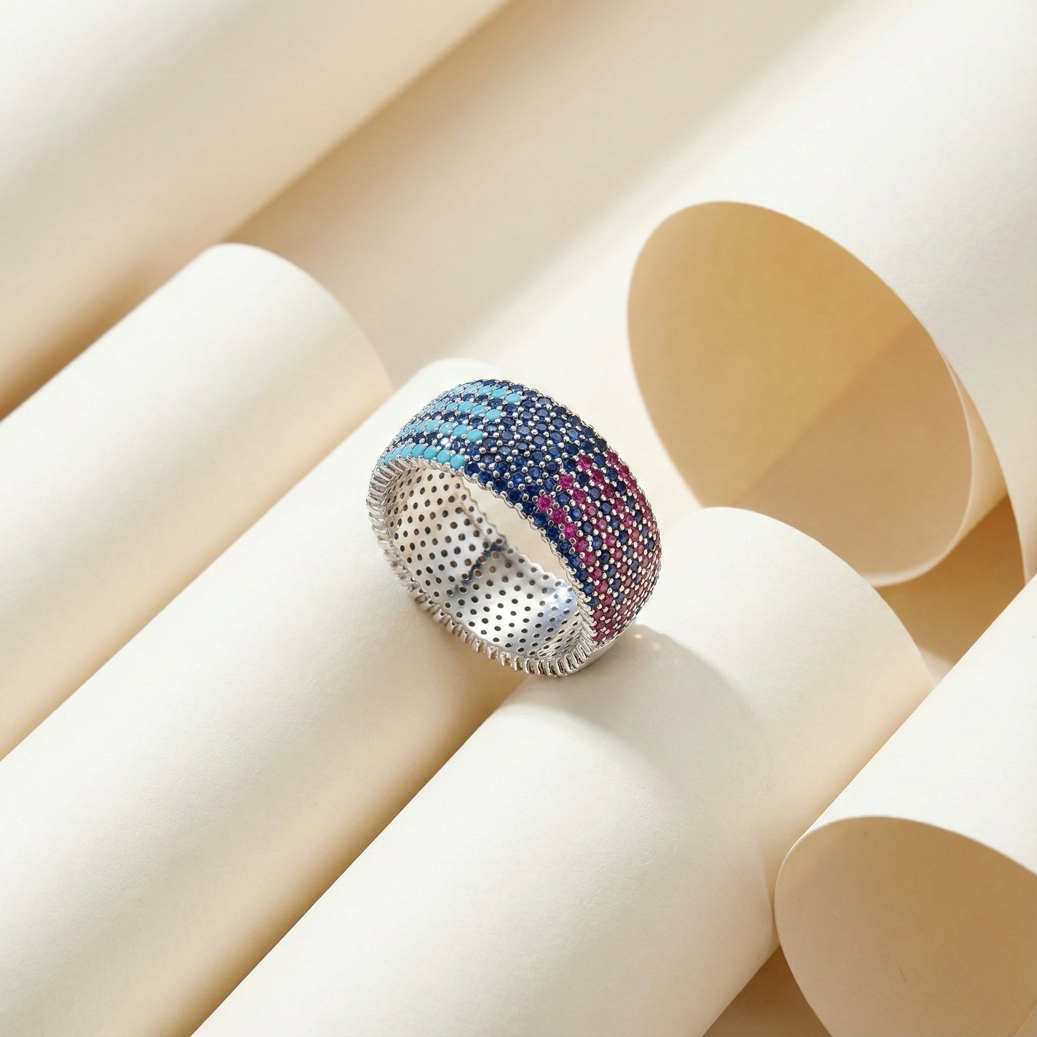 Silver Spectrum Pavé Band for Women