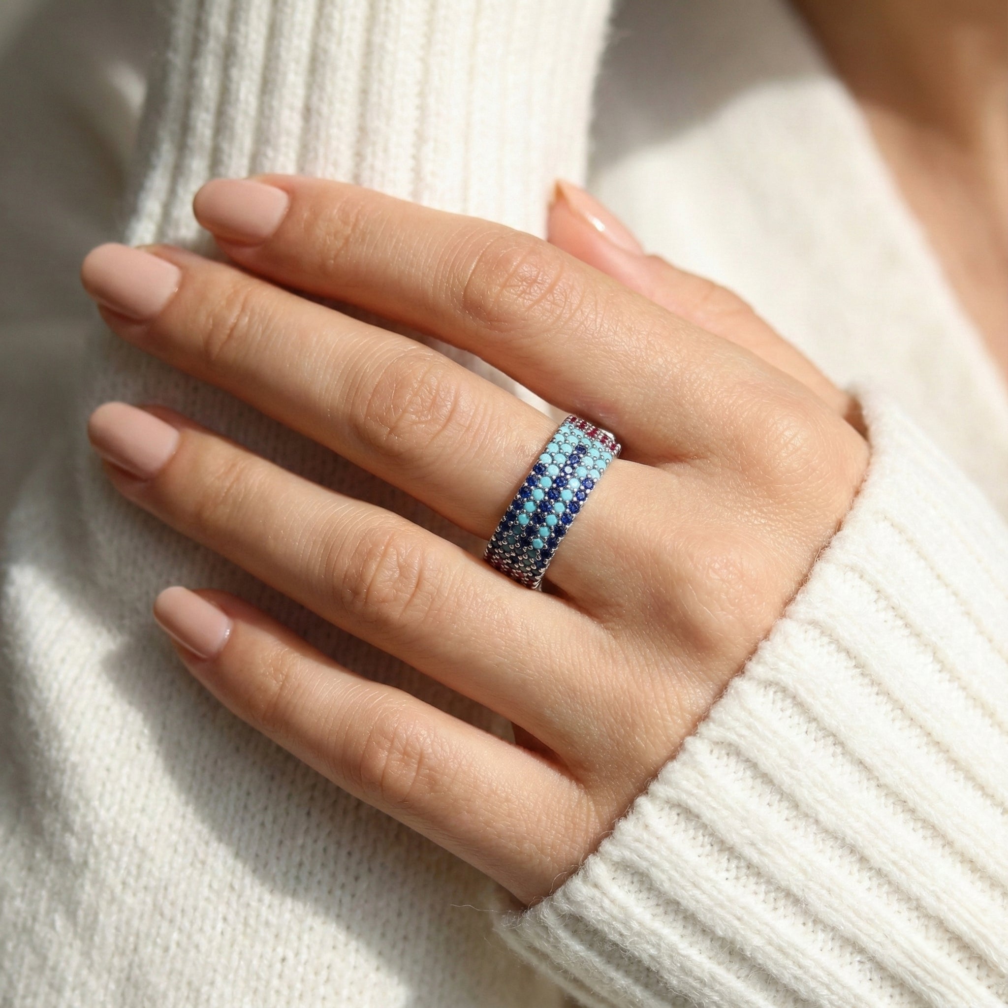 Silver Spectrum Pavé Band for Women