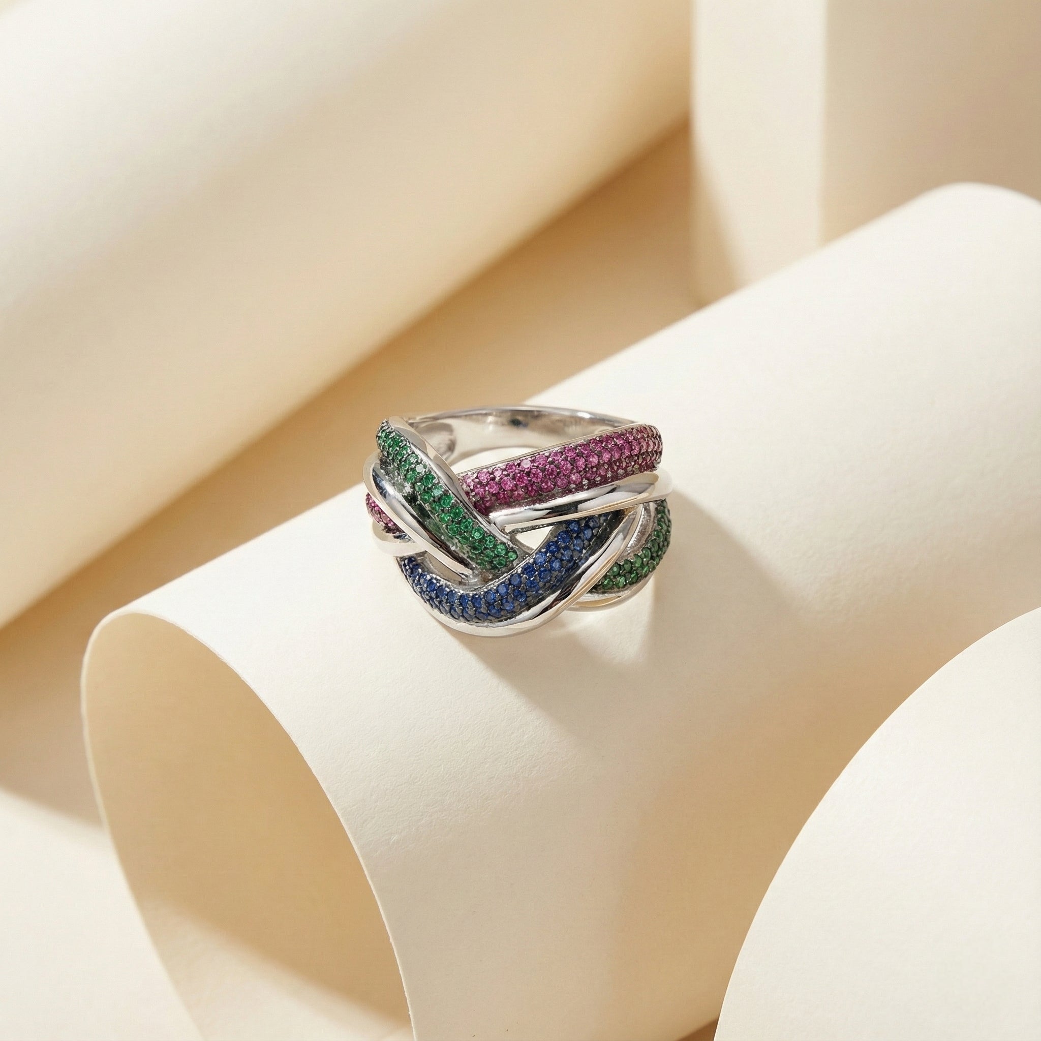 Triad Weave Pavé Silver 925 Ring