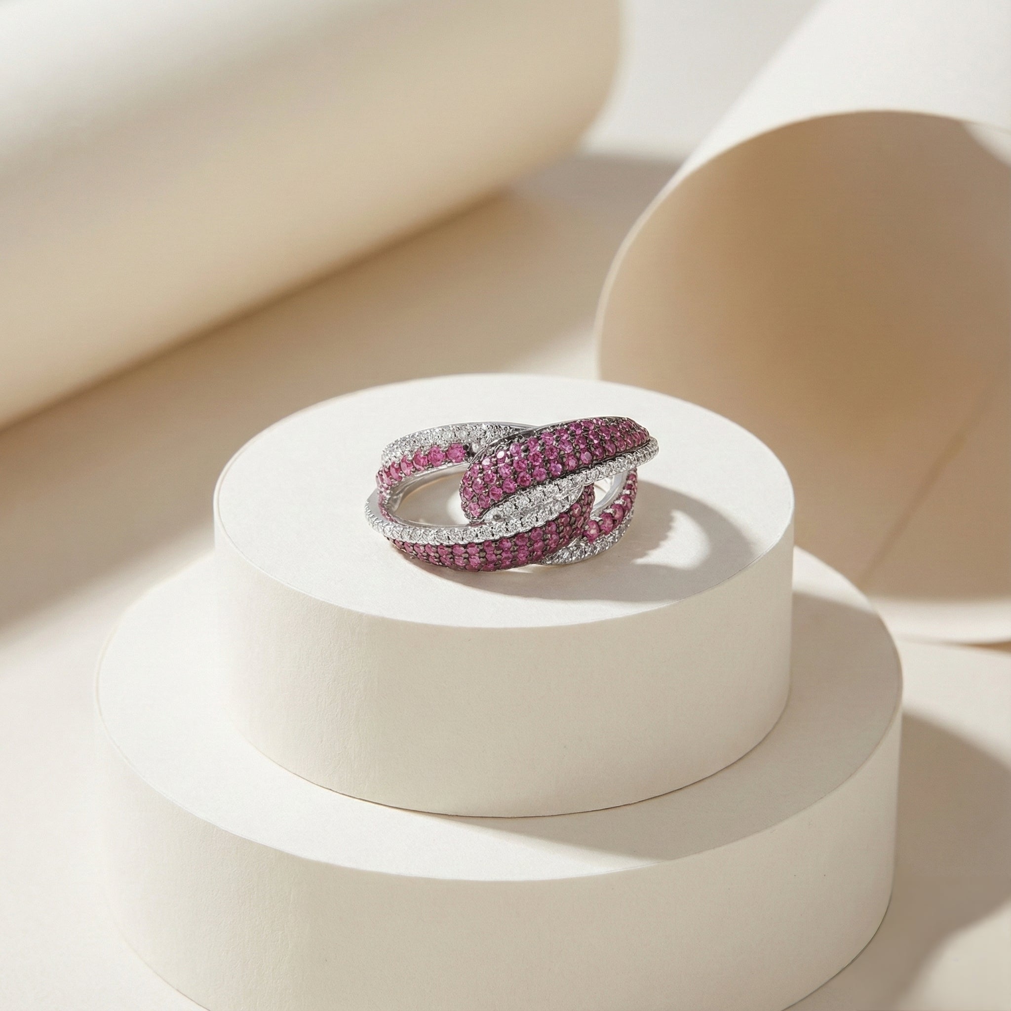 Crimson Interlace Silver 925 Ring
