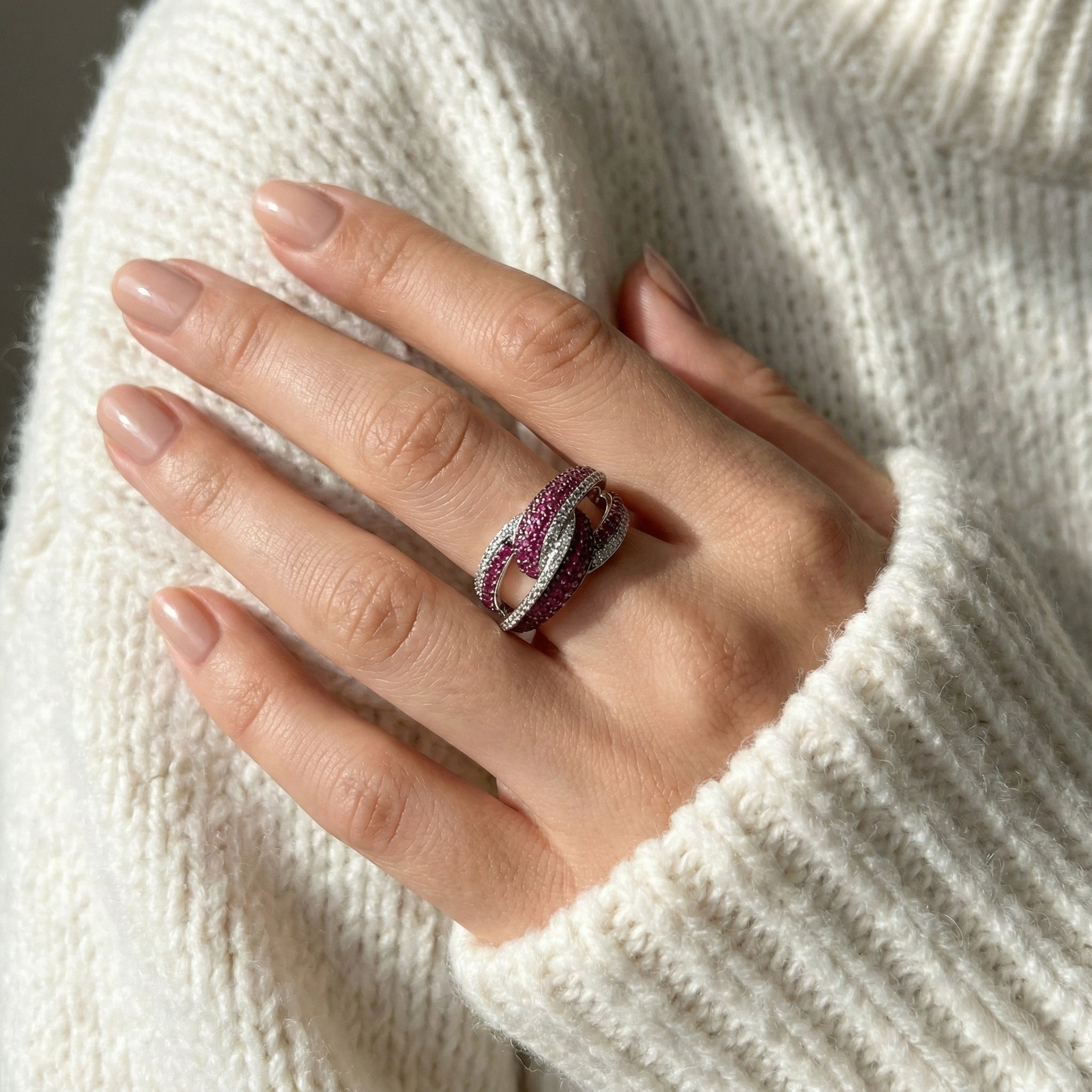 Silver Crimson Interlace Band for Women