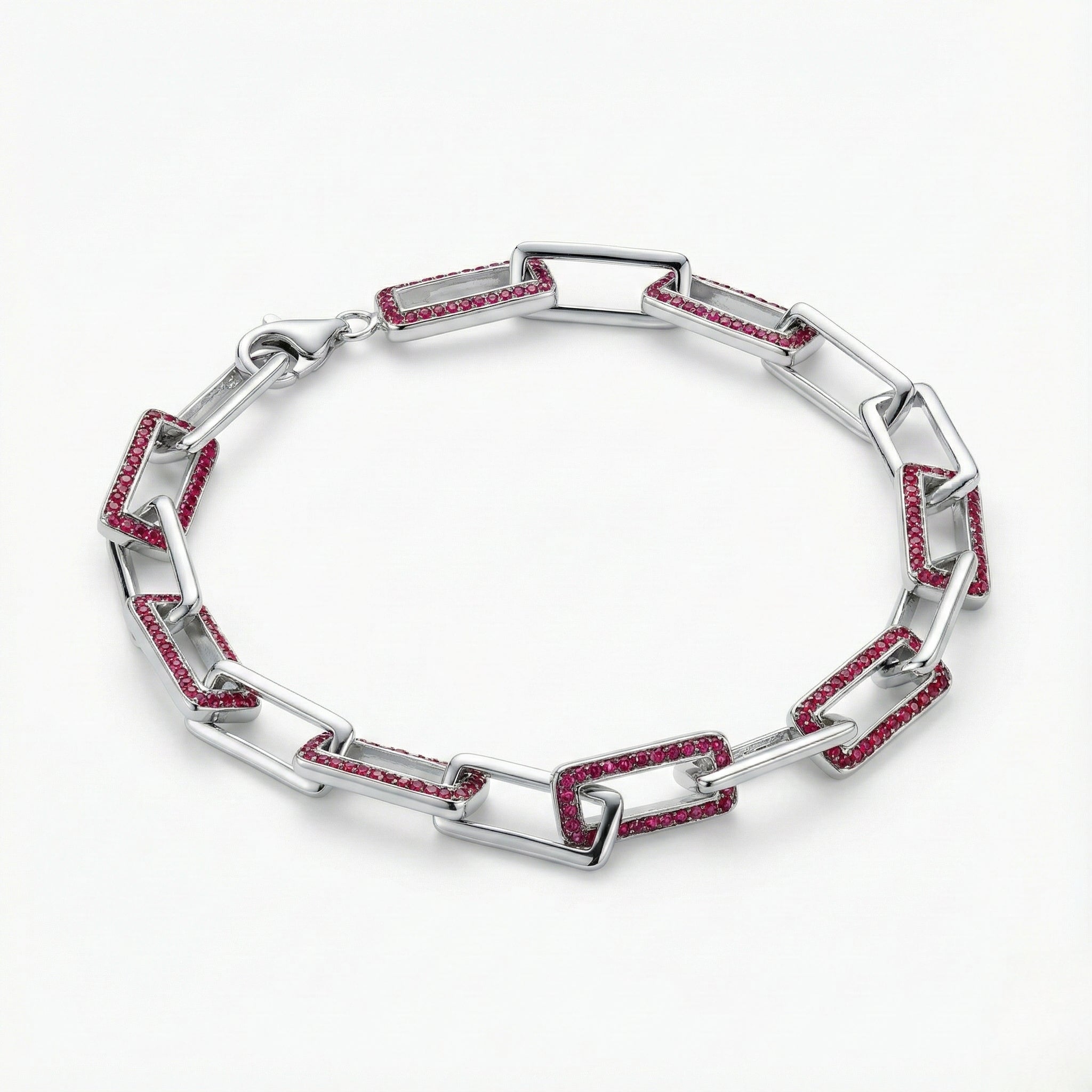 Crimson Link Silver 925 Bracelet for Women