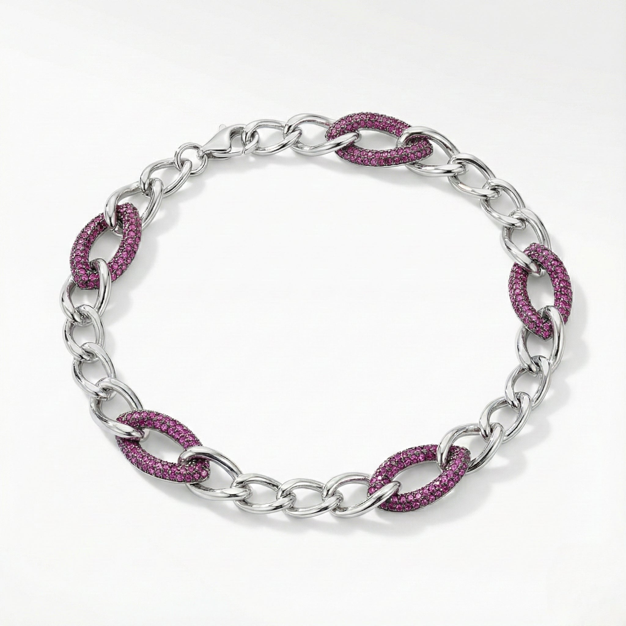 Silver Crimson Oval Link Bracelet for Women
