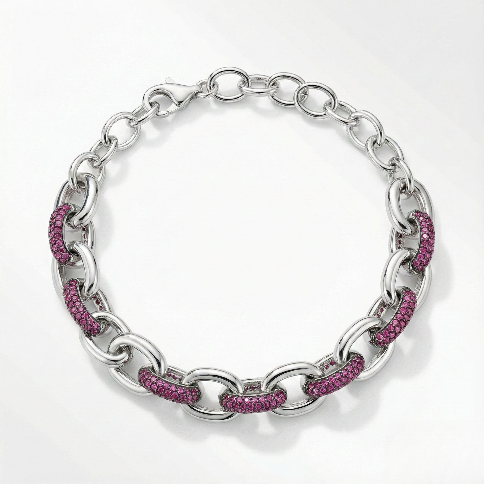 Silver Crimson Central Oval Bracelet for Women