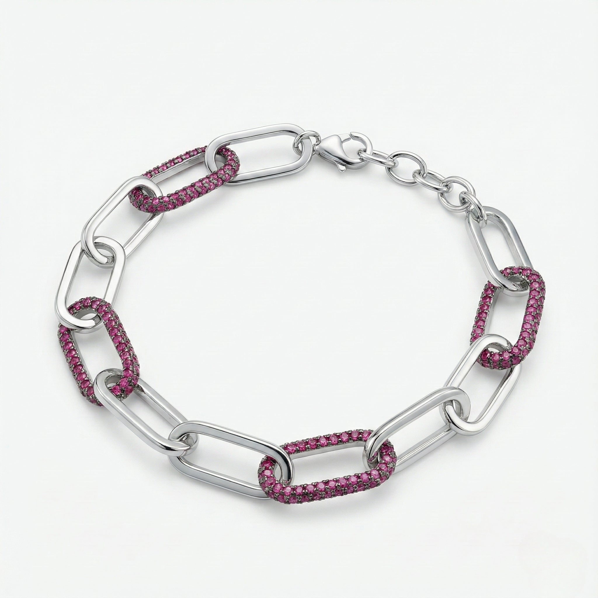Silver Crimson Linear Link Bracelet for Women