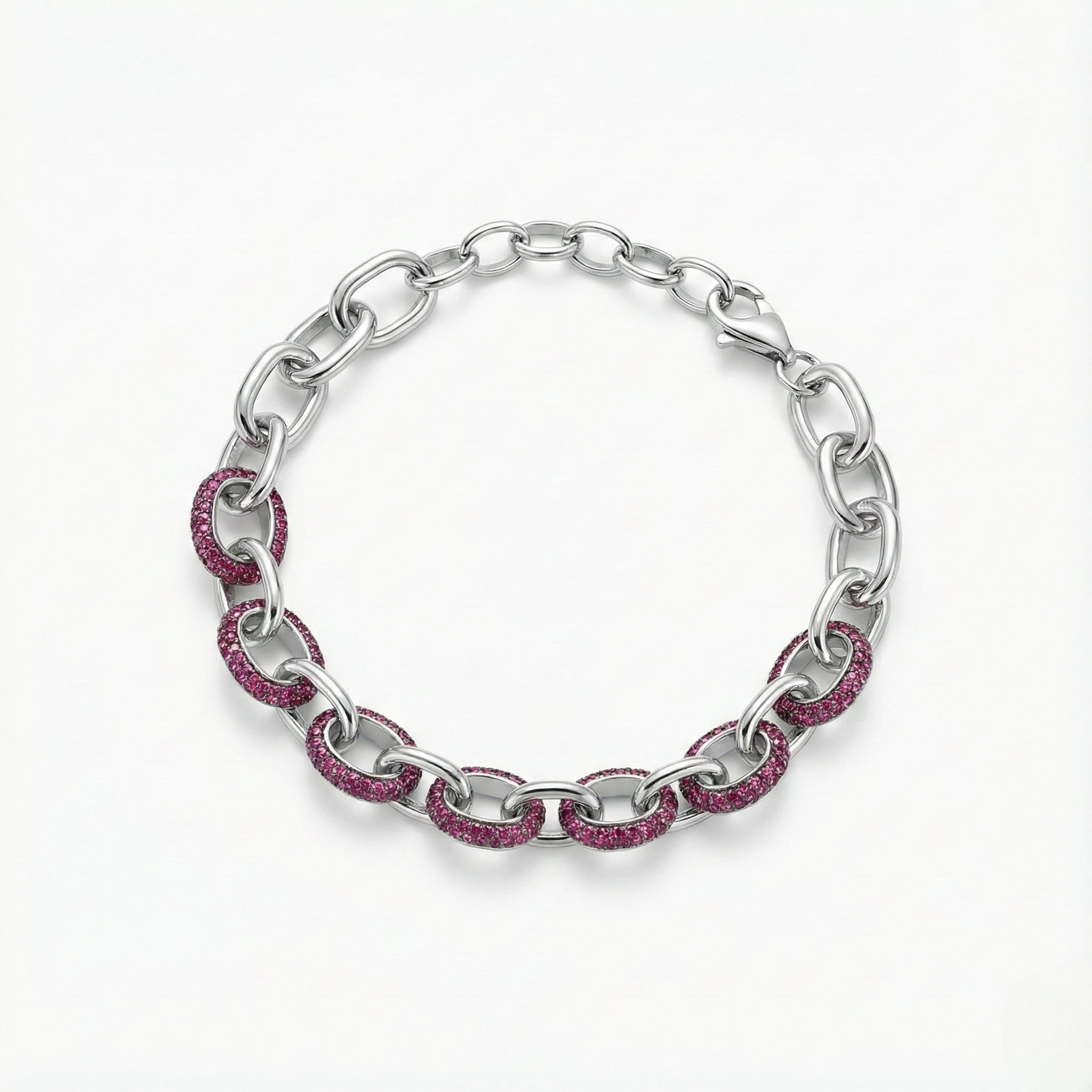 Silver Crimson Oval Pavé Bracelet for Women