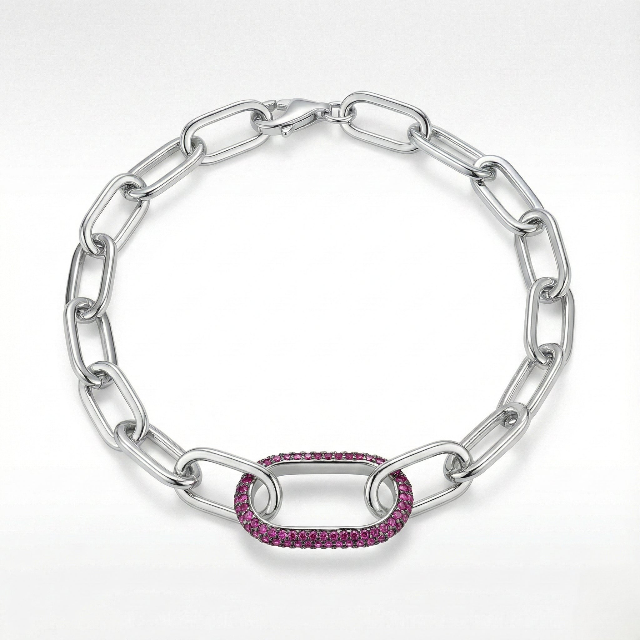 Silver Crimson Center Link Bracelet for Women